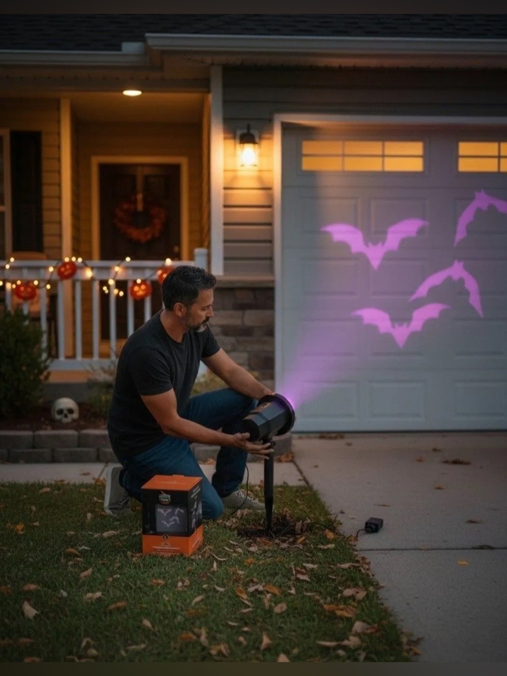 Purple Halloween Bat Projection Light - Outdoor Holiday Decor